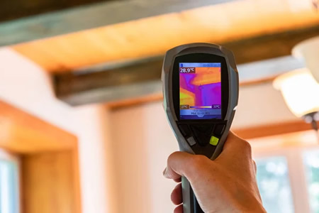 Thermal imaging showing moisture behind plaster walls in mount pleasant